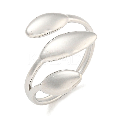 Non-Tarnish Leaf 304 Stainless Steel Open Cuff Finger Rings for Women RJEW-P114-09P-1