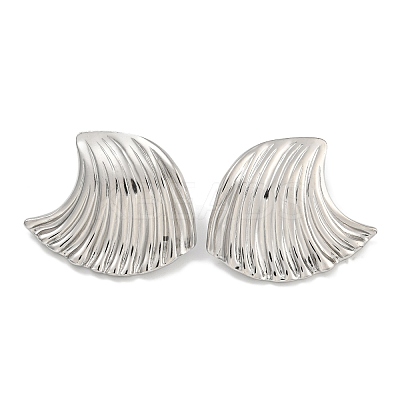 304 Stainless Steel Ocean Wave Stud Earrings for Women EJEW-U022-01P-1