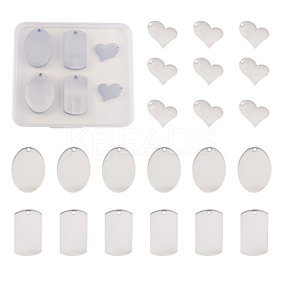 201 Stainless Steel Mirror Polished Finish Stamping Blank Tag Pendants STAS-BC0002-30P-1