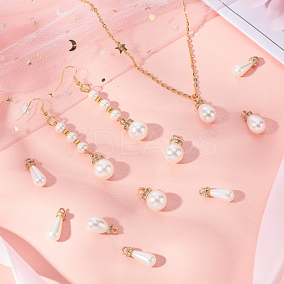 90Pcs 3 Style ABS Imitation Pearl & Brass Pendants KY-PH0001-22-1