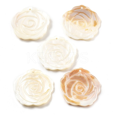 Natural Freshwater Shell Carved Pendants SHEL-Z002-01-1