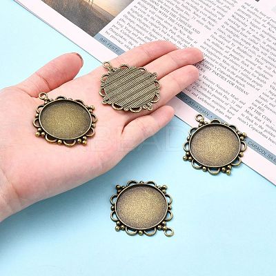 Vintage Tibetan Style Alloy Pendant Cabochon Settings X-TIBEP-M018-92AB-NF-1