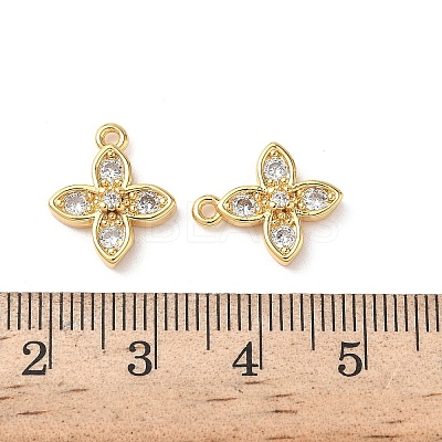 Brass Micro Pave Clear Cubic Zirconia Charms KK-D504-12G-1