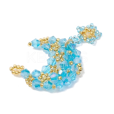 Imitation Austrian Crystal 5301 Glass & TOHO Round Seed Beaded Pendant PALLOY-MZ00179-05-1