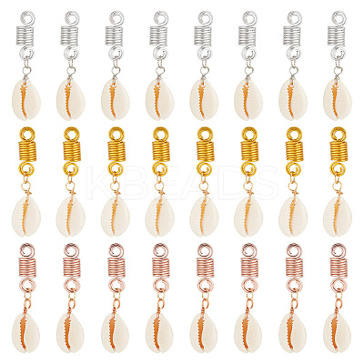 Cowrie Shell Braiding Hair Pendants Decoration OHAR-AB00017-1