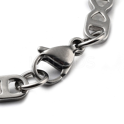 Tarnish Resistant 201 Stainless Steel Oval with Heart Link Chain Bracelet BJEW-Z023-14P-1