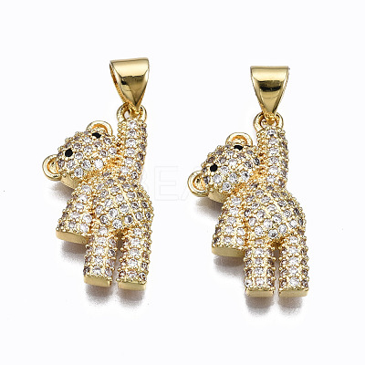 Brass Micro Pave Clear Cubic Zirconia Pendants ZIRC-S067-040-NR-1