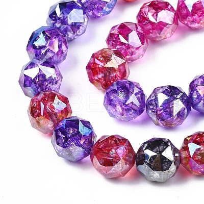 Electroplate Transparent Crackle Glass Beads Strands EGLA-N006-027-1