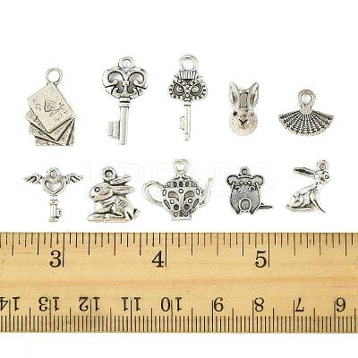 40Pcs 10 Styles Tibetan Style Zinc Alloy Bunny Pendants TIBEP-FS0001-48-1