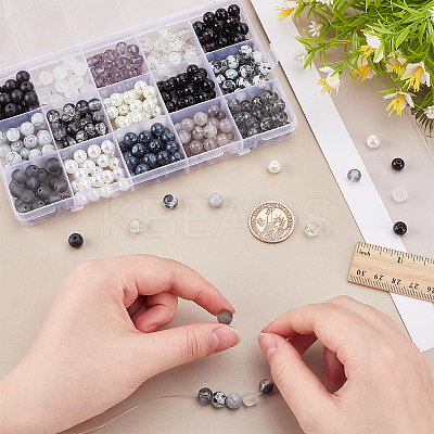 375Pcs 15 Styles DIY Jewerly Round Bead Kits DIY-AR0004-63-1