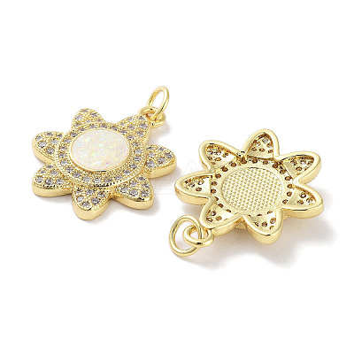 Brass Micro Pave Clear Cubic Zirconia Pendants KK-L213-019G-1