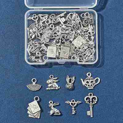 40Pcs 10 Styles Tibetan Style Zinc Alloy Bunny Pendants TIBEP-FS0001-48-1