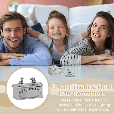 Tibetan Style Alloy My First Curl and My First Tooth Book Keepsake Box ODIS-WH0043-74B-1
