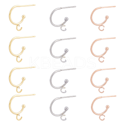24Pcs 3 Color 304 Stainless Steel Stud Earring Findings STAS-DC0014-80-1