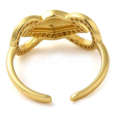 Bowknot Brass Micro Pave Clear Cubic Zirconia Open Cuff Rings for Women LS-RJEW-Z070-06G-1