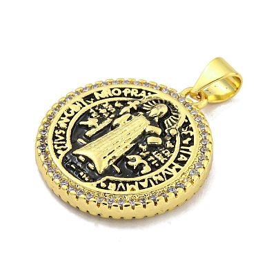 Rack Plating Brass Micro Pave Cubic Zirconia Pendants KK-B091-22G-07-1