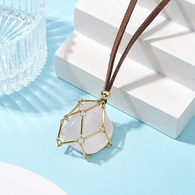 3Pcs 3 Style Crystal Holder Cage Necklace NJEW-JN04586-1