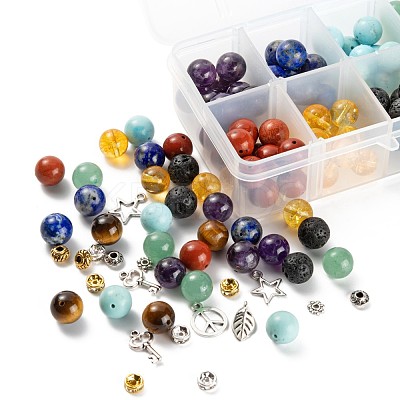 192Pcs 8 Styles 10mm Gemstone Beads Chakra Yoga Healing Stone Kits G-LS0001-02C-1