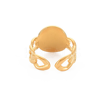 Ion Plating(IP) 304 Stainless Steel Flat Round with Jesus Wide Open Cuff Ring for Women RJEW-S405-184G-1