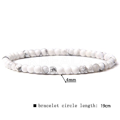 4mm Round Natural & Synthetic Mixed Gemstone Beads Bracelet for Men KG3069-M-1