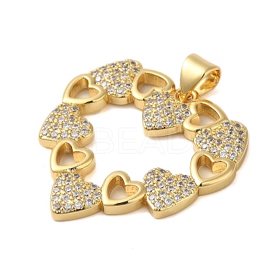 Rack Plating Brass & Clear Cubic Zirconia Pendants KK-S372-27G-1
