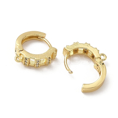 Brass Micro Pave Clear Cubic Zirconia Hoop Earring Findings KK-G536-08G-1