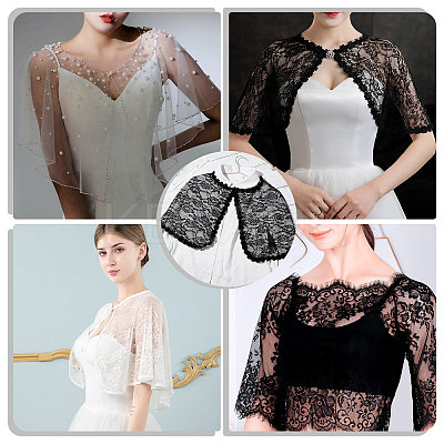 Detachable Polyester Bridal Lace Shawls AJEW-WH0248-14A-1