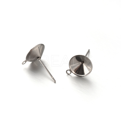 Non-Tarnish 304 Stainless Steel Stud Earring Settings for Pointed Back Xilion Rivoli Rhinestone and Dangle Charms STAS-E088-15-8.5mm-1