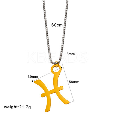 Punk Style 304 Stainless Steel Twelve Constellations Pendant Necklaces with Stainless Steel Tone Box Chains WGE8D8E-06-1