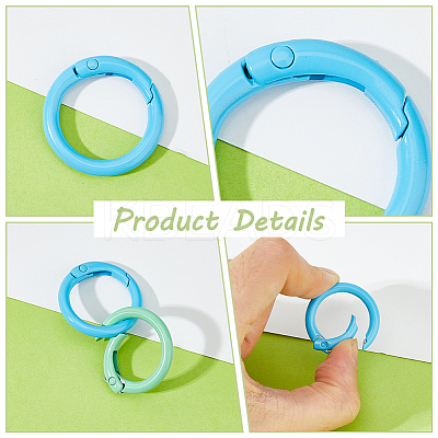 28Pcs 14 Colors Spray Painted Alloy Spring Gate Rings FIND-HY0003-01-1