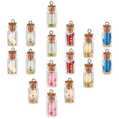 Glass Wishing Bottle Pendant Decorations GLAA-SC0001-12-1