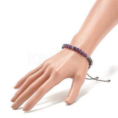Natural Gemstone & Synthetic Hematite Braided Bead Bracelet for Women BJEW-JB08181-1