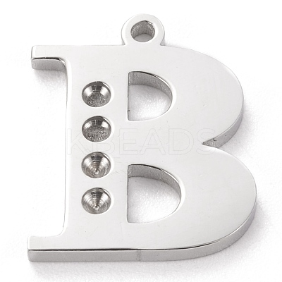 Tarnish Resistant 304 Stainless Steel Letter Pendant Rhinestone Settings X-STAS-J028-01B-1