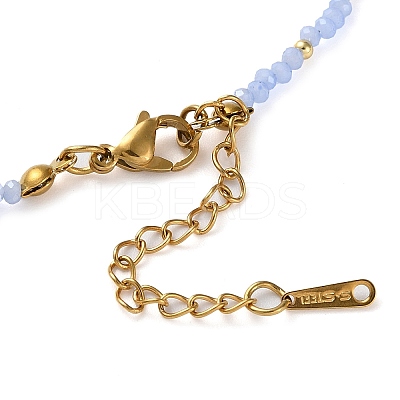 201 Stainless Steel Heart Pendant Necklace with Glass Beaded NJEW-Z029-02A-1