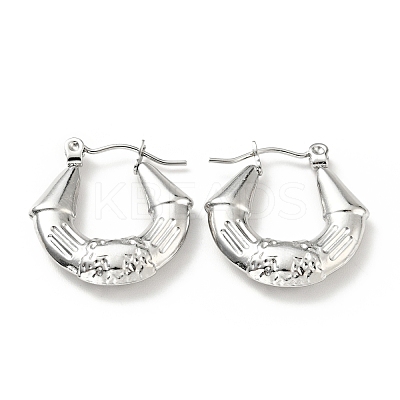 Tarnish Resistant 304 Stainless Steel Twist Teardrop with Cross Hoop Earrings for Women EJEW-G293-09P-1