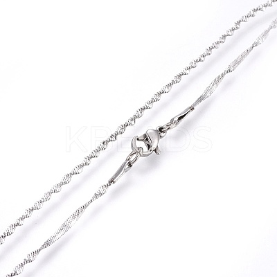Non-Tarnish 304 Stainless Steel Singapore Chain Necklaces LS-NJEW-F248-14A-P-1