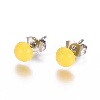 Tarnish Resistant Spray Paint 304 Stainless Steel Stud Earrings EJEW-L215-56A-P-1