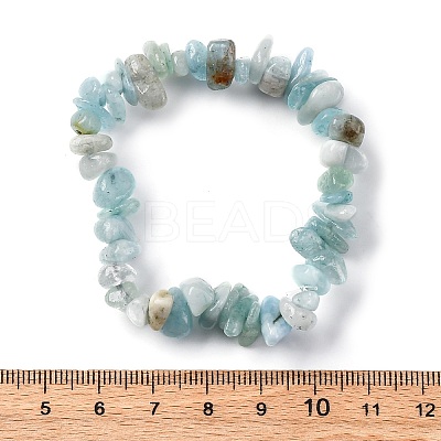 Unisex Chip Natural Aquamarine Beaded Stretch Bracelets X-BJEW-S143-33-1