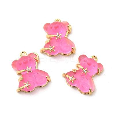 Transparent Resin Crystal Rhinestone Pendants KK-H438-04G-07-1