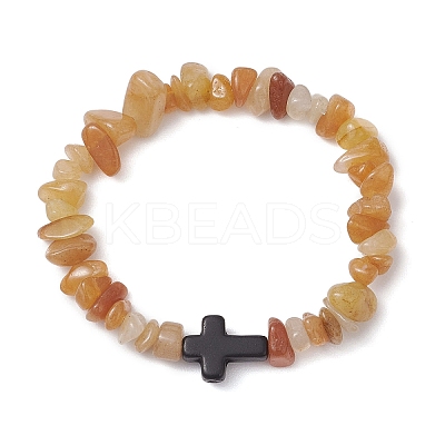 Natural Red Aventurine Chips Stretch Bracelets for Women Men BJEW-JB11341-02-1