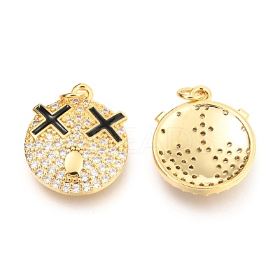 Brass Micro Pave Clear Cubic Zirconia Pendants X-ZIRC-B0004-15G-1