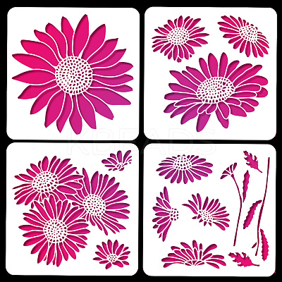 4Pcs 4 Styles PET Out Drawing Painting Stencils DIY-WH0416-0019-1