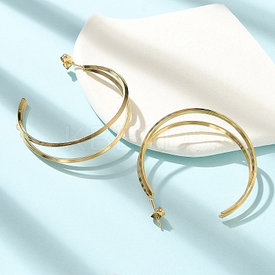 Ion Plating(IP) 304 Stainless Steel C-Shaped Stud Earrings for Women EJEW-M089-04G-1