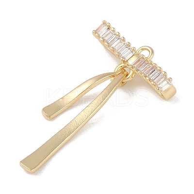Brass Micro Pave Clear Cubic Zirconia Pendants KK-Z065-02G-1