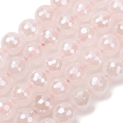 Electroplated Natural Rose Quartz Beads Strands G-B191-A04-10mm-1
