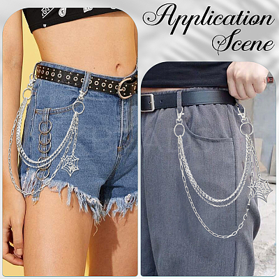 Halloween Theme Alloy Multilayer Chain Belts for Pants AJEW-WH20018-132-1