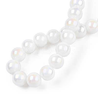 Electroplate Opaque Glass Beads Strands GLAA-T032-P10mm-AB02-1