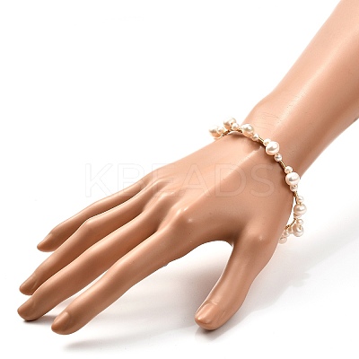Natural Pearl Braided Bangle for Teen Girl Women BJEW-JB06828-1