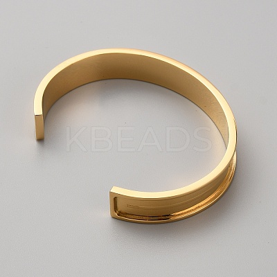 304 Stainless Steel Grooved Cuff Bangles BJEW-WH0019-07G-1