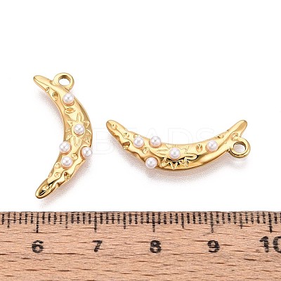 304 Stainless Steel and ABS Imitation Pearl Moon Pendants STAS-T071-19G-1